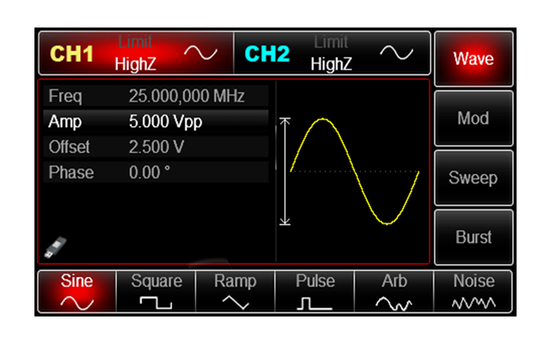 25MHz maximum frequency output, multiple waveform signals
