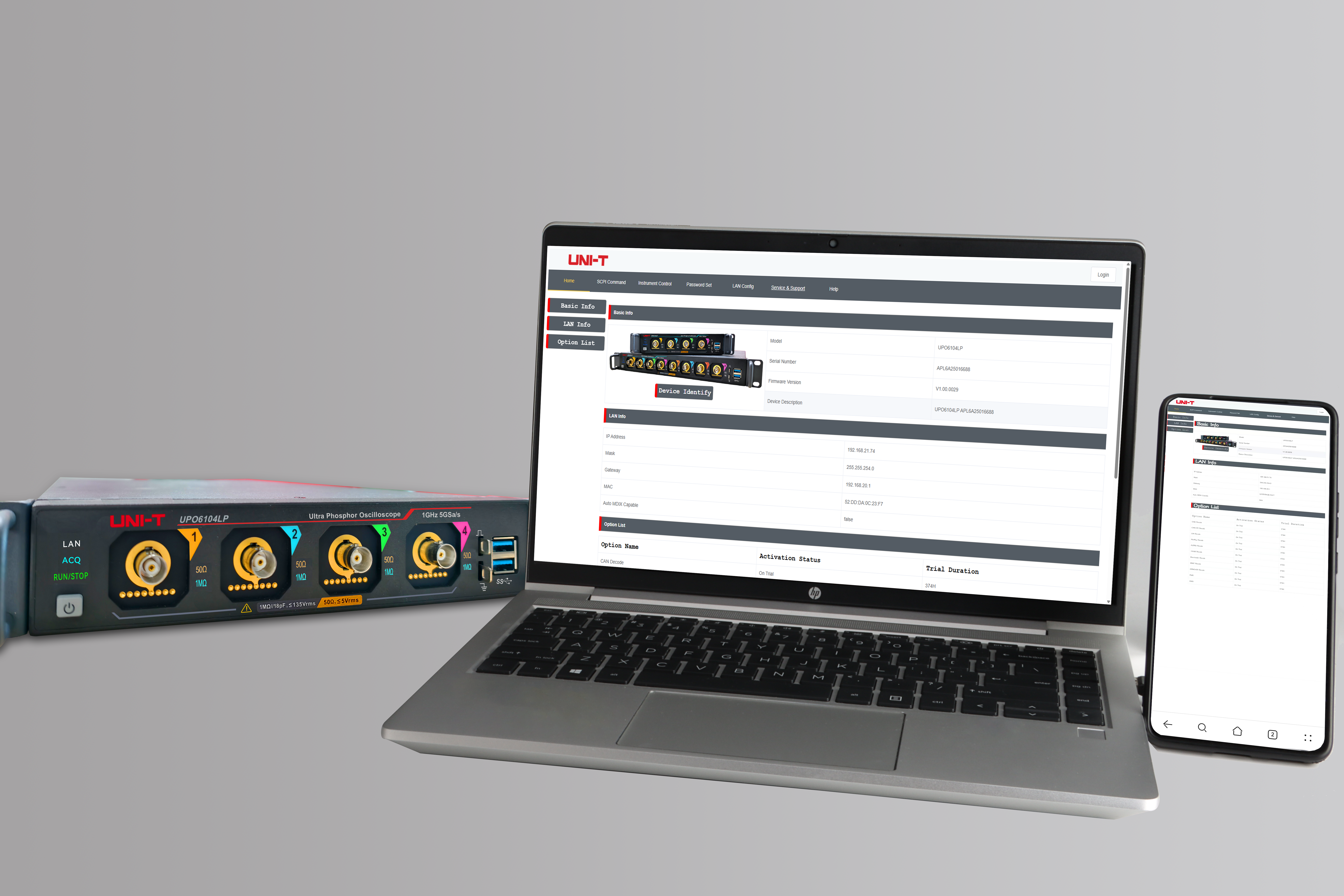 Remote control of UPO6000LP from laptop and mobile via built-in websever
