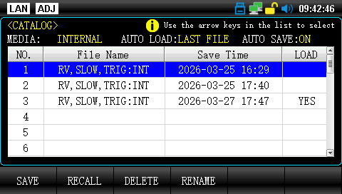 UT3560+ data logging and file management screen for traceable battery testing